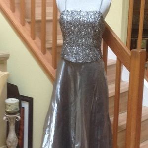 CAPARI dress , new , grey, silver , maxi